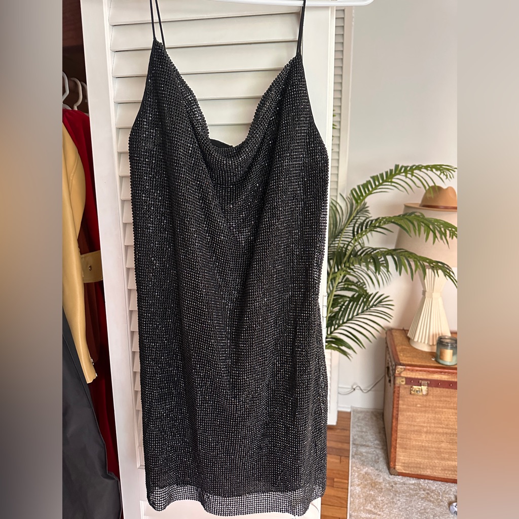 Alice + Olivia Black Chainmail Harmony Mini Dress